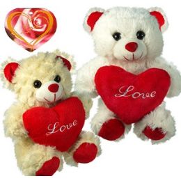 24 Pieces Plush Bears With "love" Heart. - Valentines