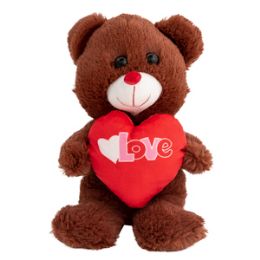 12 Pieces 10" Plush Brown Love Bear - Christmas Novelties
