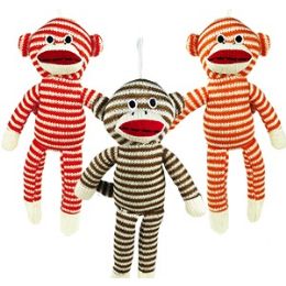 60 Pairs Plush Striped Sock Monkeys - Plush Toys