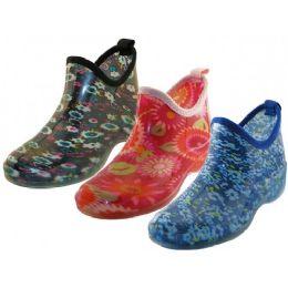 24 Bulk Women's Water Proof Ankle Height Garden Shoes, Rain Boots