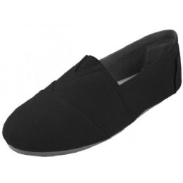 24 Pairs Men's Canvas Slip On Black - Men's Shoes