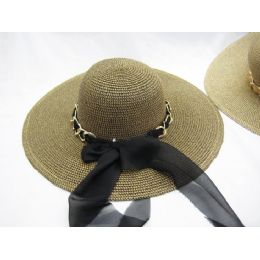24 Pieces Ladies Summer Sun Hat With Chain - Sun Hats