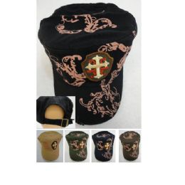 36 Wholesale Cloth Hat [emblem With Cross]