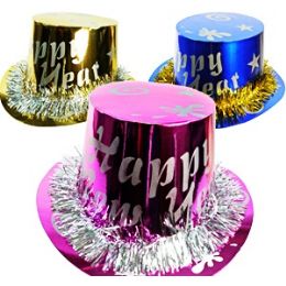 200 Pieces Paper Metalic Happy New Year Hats. - Party Favors