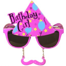 72 Units of Birthday Girl Party Glasses With Mustache - Novelty & Party Sunglasses