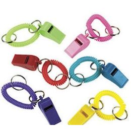 288 Wholesale Wrist Coil Key Chain W/whistle .