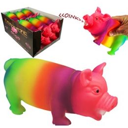 24 Wholesale Rainbow Snorting Squeeze Pigs