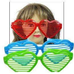144 Pieces Jumbo Heart Shutter Shade Glasses. - Party Favors