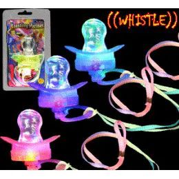 144 Pieces Led Flashing Novelty Pacifiers W/whistle - Party Favors