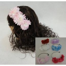 36 Wholesale Metal Head Band With 3 Flowers