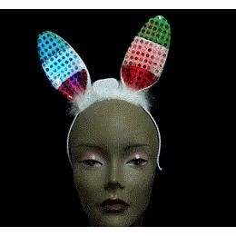 96 Pieces Flashing Red Green & White Bunny Ears. - Costumes & Accessories