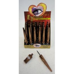 144 Pieces Waterproof Black Eyeliner [copper Tube] - Cosmetic Displays