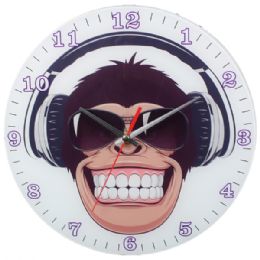 12 Wholesale Glass Wall Clock With Monkey