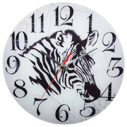 24 Wholesale Glass Wall Clock White Zebra