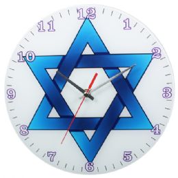 24 Wholesale Glass Blue Star Wall Clock