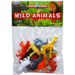 108 Wholesale 12pc 2" Plastic Wild Animals In Poly Bag W/header