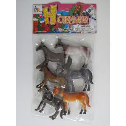 48 Wholesale 4.5" 6pc Toy Horse Set In Poly Bag W/header