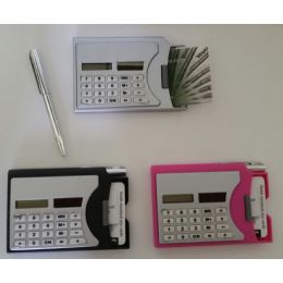 48 Wholesale Calculator With Business Card Dispenser & Pen