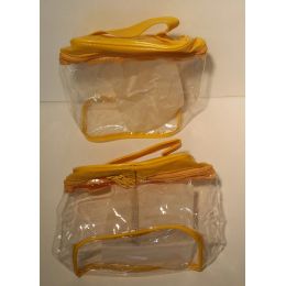 72 Pieces 5" X 3" Yellow Zippered Clear Plastic Bag - Cosmetic Cases