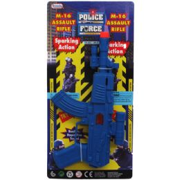 96 Wholesale 9" M-16 Police Toy Rifle W/sparking Action Tied On Card