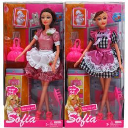 36 Wholesale 12" Bendable Sofia Doll W/beauty Accss In Window Box, Asst.