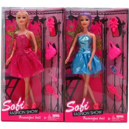 24 Wholesale 12" Bendable Sofi Doll W/beauty Accss In Window Box, Assorted