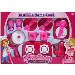 12 Pieces Kitchen Tea Set With Accessories In Window Box - Girls Toys