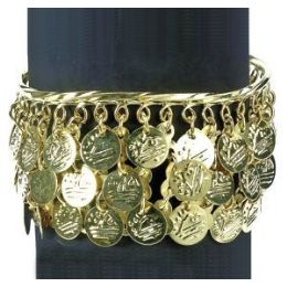 12 Pieces Jingly Armband With Coins - Gold. - Costumes & Accessories