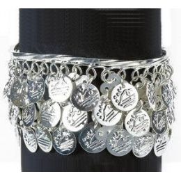 12 Wholesale Jingly Armband With Coins - Silver.