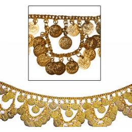 12 Wholesale Heavy Coin Belly Dance Belt - Gold