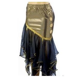 12 Pieces Belly Dance PeeK-A-Boo Skirt - Gold - Costumes & Accessories
