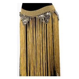 12 Wholesale Belly Dance Fringe Belt -Gold With Silver Coins.