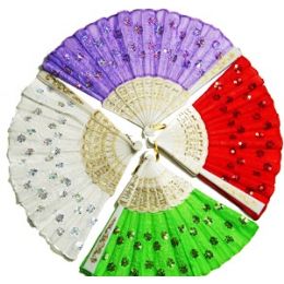 240 Pieces Embroidered Sequined Folding Hand Fans - Home Decor
