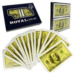 48 Wholesale 2-Pack $100 Bill Plastic Coated Playing Cards.