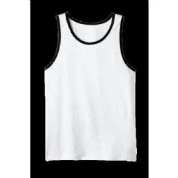 48 Pieces Men's TwO-Tone Ringer Tank Tops White Body With Black - Mens T-Shirts