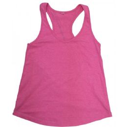 48 Pieces Ladies Neon Pink Racer Back Tank Tops - Womens Active Wear