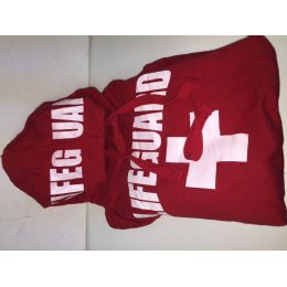 24 Pieces Lifeguard Red Unisex Hoodie - Mens Sweat Shirt