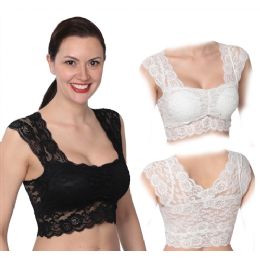 36 Wholesale Women's Lace Bras In Black Or White (assorted) And Assorted Sizes. All Bras Come On Hangers.