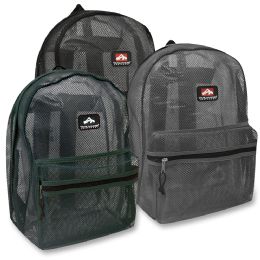 24 Wholesale 17 Inch Mesh Backpack - 3 Colors
