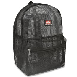 24 Wholesale Trailmaker 17 Inch Mesh Backpack - Black Only