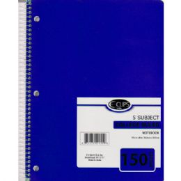 36 Wholesale 5 Subject Spiral Notebook College Ruled 150 Sheets