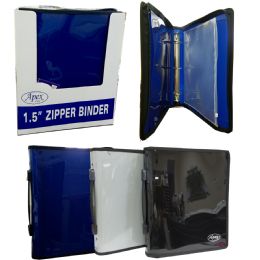 12 Wholesale Zipper Binder 1.5" + Zipper Pouch, Navy, Black And Grey