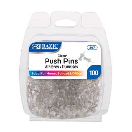 24 Units of Clear Transparent Push Pins (100/pack) - Push Pins and Tacks