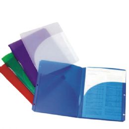 12 Packs Snap -In 2 Pckt Poly Portfolio - 5pk. Asst. Colors - Folders and Report Covers