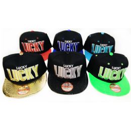 36 Wholesale Wholesale Snap Back Flat Bill Lucky Assorted Colors