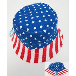 48 of Wholesale American Flag Print Bucket Hat