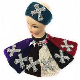 12 Wholesale Small Rhinestone Cross Headband