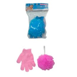 144 Wholesale 2pc Shower Glove With Scrubber 50g
