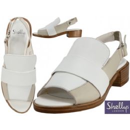 12 Wholesale Women's Leather Loafer With 1 1/2 " Heel Sandals By Shellys London