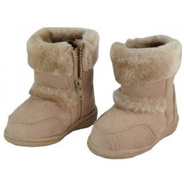 24 Wholesale Wholesale Kids's Winter Boots With Faux Fur Lining And Side ZippeR- Beige